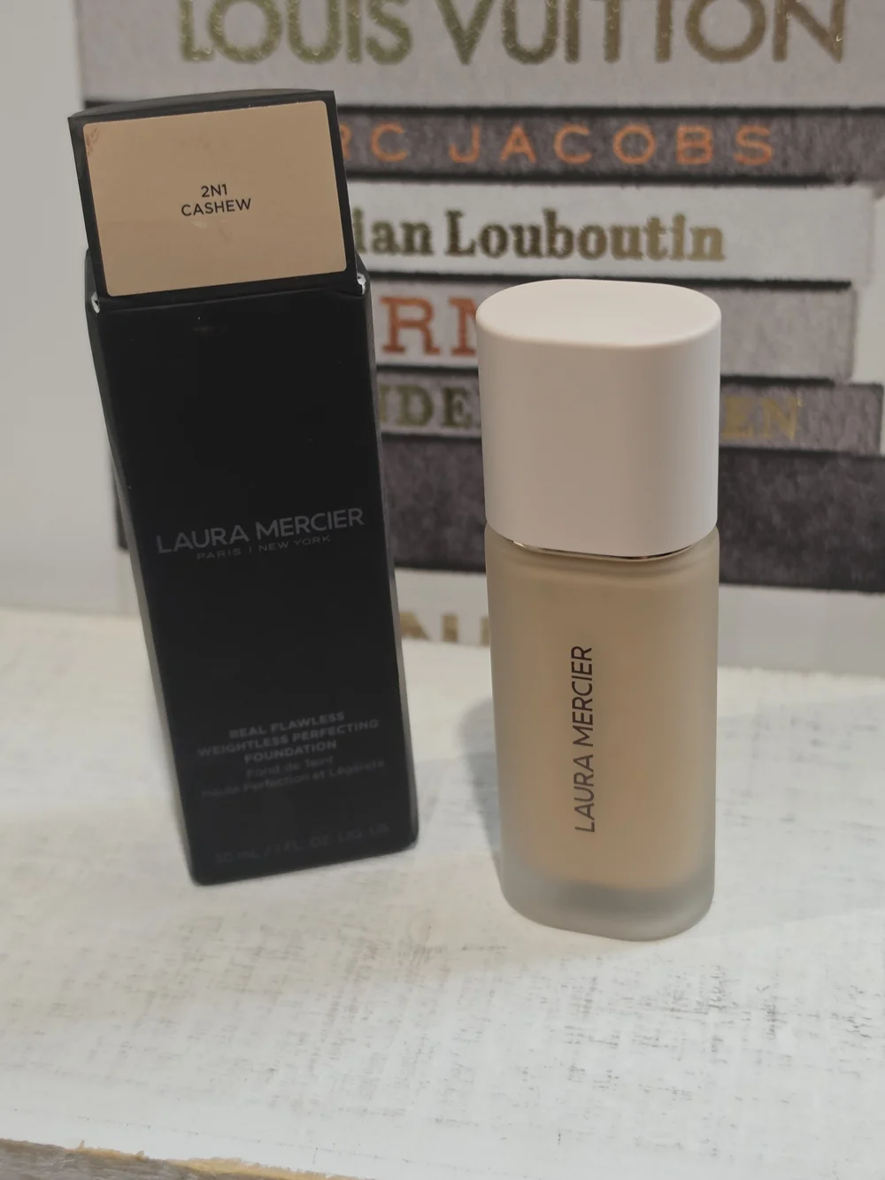laura mercier Foundation Bottle in Light Neutral Cashew